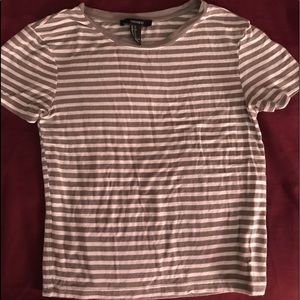 F21 Gray and White Stripped Tee 🍭
